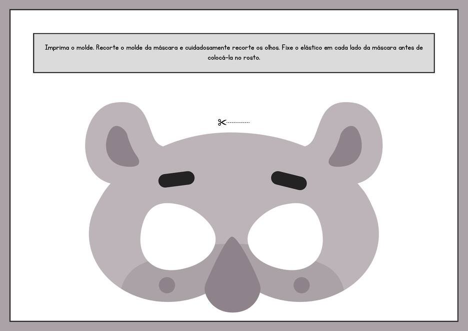 Máscaras de carnal para imprimir animais exercício educativo página 9